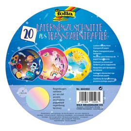 folia 682002 Lantern Cuts Rainbow Made of Transparent Paper 115 g/m² for Round Lantern Blanks Diameter 16.8 cm Pack of 20 for Crafts of Individual Lanterns