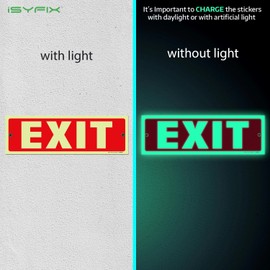 iSYFIX Exit Glow in the Dark Sign – 2 Pack 12x4 Inch – 40 mil Thick Polystyrene Plastic Sign, Laminated UV, Scratch & Fade Resistance, Waterproof, Indoor & Outdoor