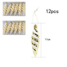 DAHI 12 x Glitter Christmas Tree Pendants, Christmas Tree Cones, Gold Christmas Tree Decorations, Christmas Baubles for Christmas Tree Decoration (Gold-B)