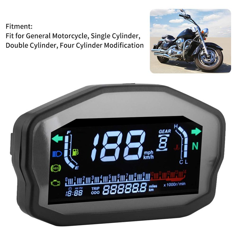 Universal Motorcycle Speedometer, Modification Motorcycle LED Tachometer Digital Odometer Fuel