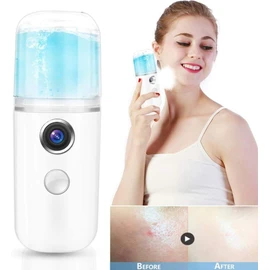 ZJchao Pulverizador De RocíO Hidratante Facial, 30 Ml Pulverizador De Carga USB PortáTil Mini PortáTil De Nano Facial Perfecto para El Cuidado De La Piel (Blanco)