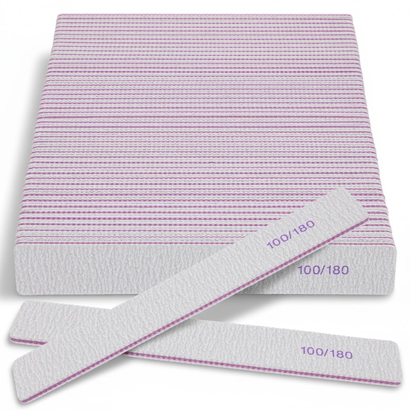 Limas de uñas de grano 100/180, 100 tableros de esmeril