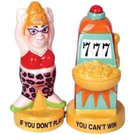Pacific Giftware Lucky Casino Slot Machine Winner Ceramic Magnetic Salt and Pepper Shaker Set