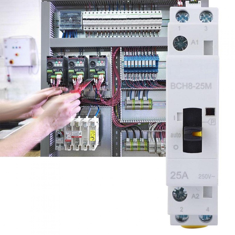 DEWIN Household AC Contactor Switch BCH8-25M with Manual Function 2P25A