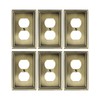 TREEWELL 6-Pack Duplex Outlet Cover Plate, Antique Brass Metal Wall