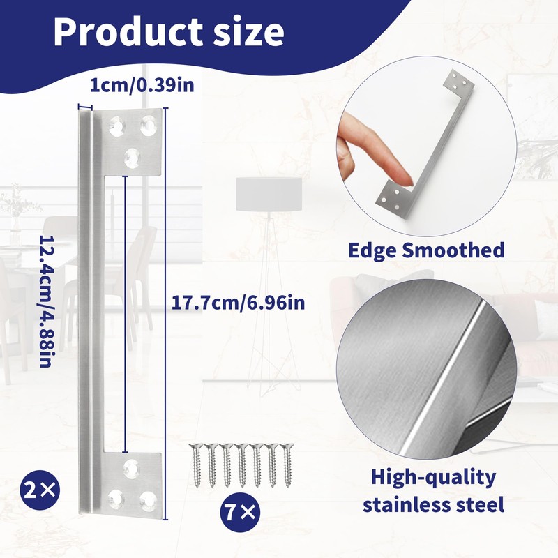 Protective Plate Door Handle, Reinforcement Plate for Doors, L-shaped, Stainless