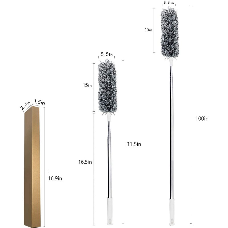Microfiber Duster Set with Extension Pole, Gray