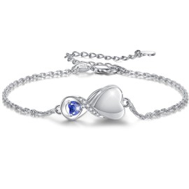 SOLOLIKE Infinity Cremation Jewelry Bracelet for Ashes for Women: S925 Sterling Silver Rose Gold Abalone Shell Urn Bracelets for Human Ashes - Memorial Jewelry Gifts for A Loss of Loved Ones,