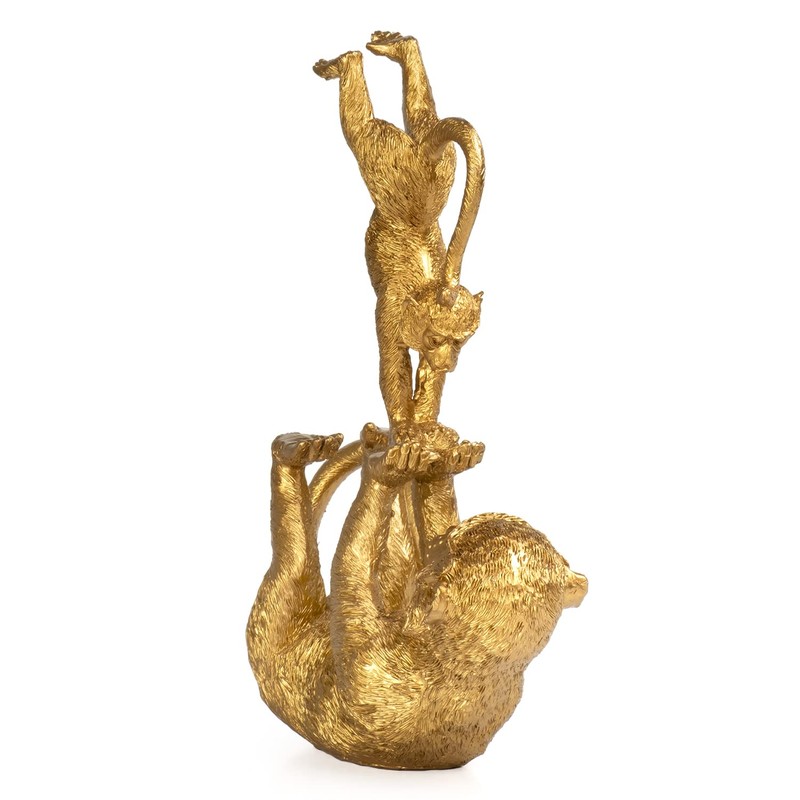 Moritz Decorative Figure Monkey Yoga Mother Playing with Child Polyresin