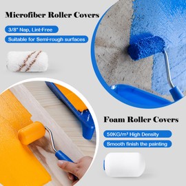 Mister Rui Paint Roller Kit, 25 Pack, 2 Inch Foam Paint Roller, Small Paint Rollers, Paint Roller Tray Liners, Sponge Brush with Plastic Sheeting, Mini Rollers for Painting Furniture