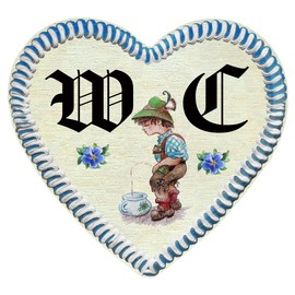 Kaltner Präsente Gift idea – Wooden gift item decorative door sign in antique design decorative item motif heart toilet men's BUB (12 x 12 cm)