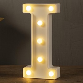 LED Marquee Letters Lights Sign-I, HXWEIYE Led Letters Lights 26 Alphabet, Light Up Number 0-9 Letters Sign for Party Home Birthday Anniversary Battery Powered Lighted Letters(Warm White)