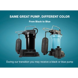 Little Giant 5.5-ASPA 115-Volt, 2100 GPH, 1/4 HP Automatic Aluminum Sump Pump with Snap-Action Float Switch and 10-Ft. Cord, Blue or Black, 505702