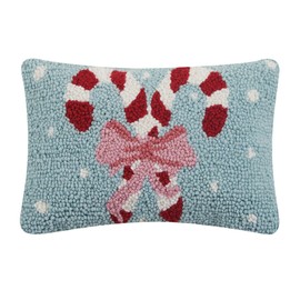 Peking Handicraft Giftable Pillows Holiday Candy Canes Hook Pillows, 8-inch Height, Polyester Filler with Zipper Closure, Home, Indoor