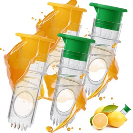Zitronenpresse mit Schraubverschluss, 4 Stück Set, Saftpresse Manuell für Zitronen und Zitrusfrüchte, Ideal für Küche und Outdoor, Leicht zu Reinigen, Grün und Gelb