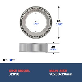 XiKe Pack of 2 32010 Tapered Roller Bearings 50 x 80 x 20 mm, Suitable for DIY, ATV, Car, Truck, Trailer Wheels, Gearbox and Engine, Industrial, Technology, Agriculture, Garden Machines and Reducer