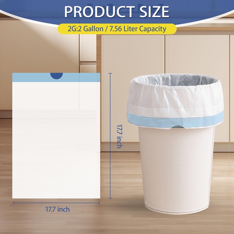 240 Count 2 Gallon Trash Bags Drawstring - Thick Small