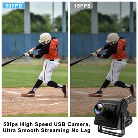 IFWATER 50FPS USB Camera Global Shutter High Speed Golf Swing USB Webcam with Wide Angle No Distortion Color Lens USB2.0 Plug and Play for Slow Motion Industrial Machine VR Robotic Vision