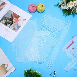 SHINEOFI 6pcs Plastic Mesh Canvas Sheets Crochet Bag Canvas Sheets for Crochet Bag Making DIY Purse Acrylic Yarn Crafting Projects