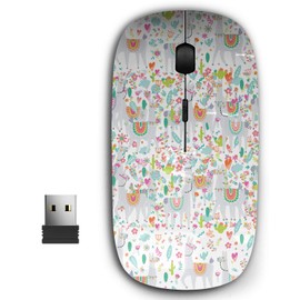 KAWAMOUSE 2.4G Ergonomic Portable USB Wireless Mouse for PC, Laptop, Computer, Notebook with Nano Receiver (Llama Cactus Hand)