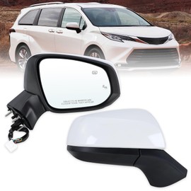 Lqito Right Passenger Side Door Mirror Compatible With 2021-2025 Toyota Sienna With Manual Folding Power Glass Heated Blind Spot White Replace#8791508040(6Pins)