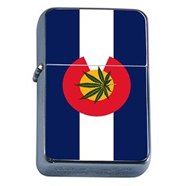 Perfection In Style Silver Flip Top Oil Lighter Colorado Flag Design 005