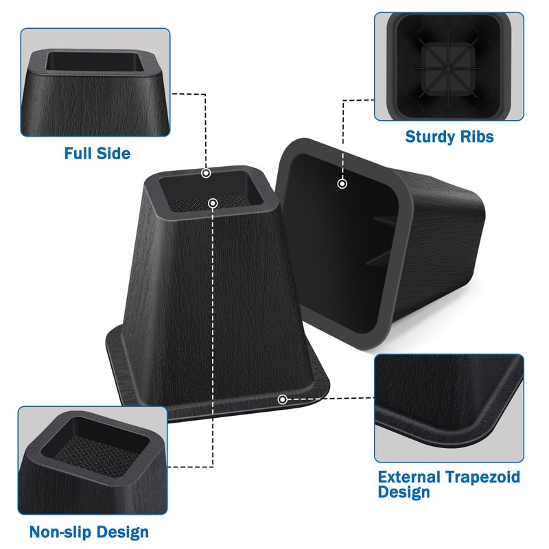 ANNKUT 6 Inch Heavy Duty Bed Risers, Furniture Risers for