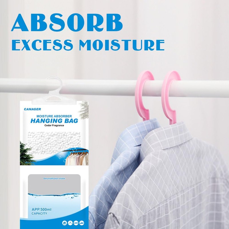 CANAGER Hanging Moisture Absorber,Cedar Fragrance Moistureproof Hanging Bag, Dehumidifier Bag