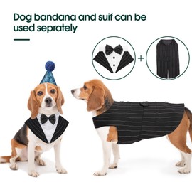 Kuoser Dog Tuxedo Suit and Bandana Set, Tuxedo Wedding Party Attire for Large and Medium Dogs - Golden Retriever, Samo Bulldogs