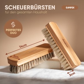 lampox® Set of 2 scrubbing brushes with bristles in hard and soft • carpet brush, root brush, scrubber brush, cleaning brushes, scrubber natural bristles, brush cleaning