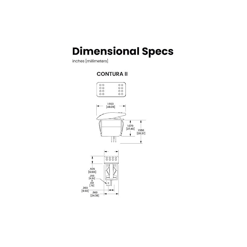 Carling Technologies Contura Rocker Switch V1D1S00B-AZC00-000 | SPST ON-None-Off 20A