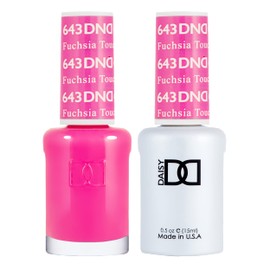 DAISY DND DND Gel Polish Set, Pink Collection, UV/LED Gel Polish and Air Dry Nail Lacquer, Matching Chip-Free Polish Duo, 643 Fuchsia Touch, 0.5 Fl Oz