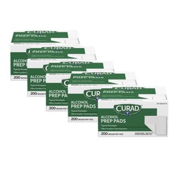Curad Alcohol Prep Pads, 70% Alcohol, 1000 Count (5 Boxes 200 CT/EA)