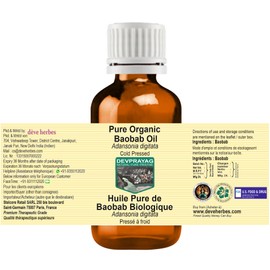 Devprayag Pure Organic Baobab Oil (Adansonia digitata) Natural Therapeutic Grade Cold Pressed 30ml (1 oz)