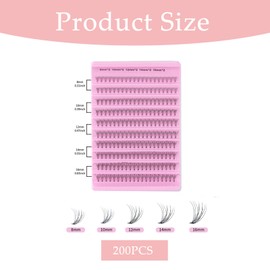 200 Pcs Lashes Individual Cluster,100D Eyelashes Individual Kit,Reusable Natural Cluster Lashes,Clumpy Thicker Lashe individual Clusters DIY at Home,Eyelashes Clusters Lashe.(8-16mm)