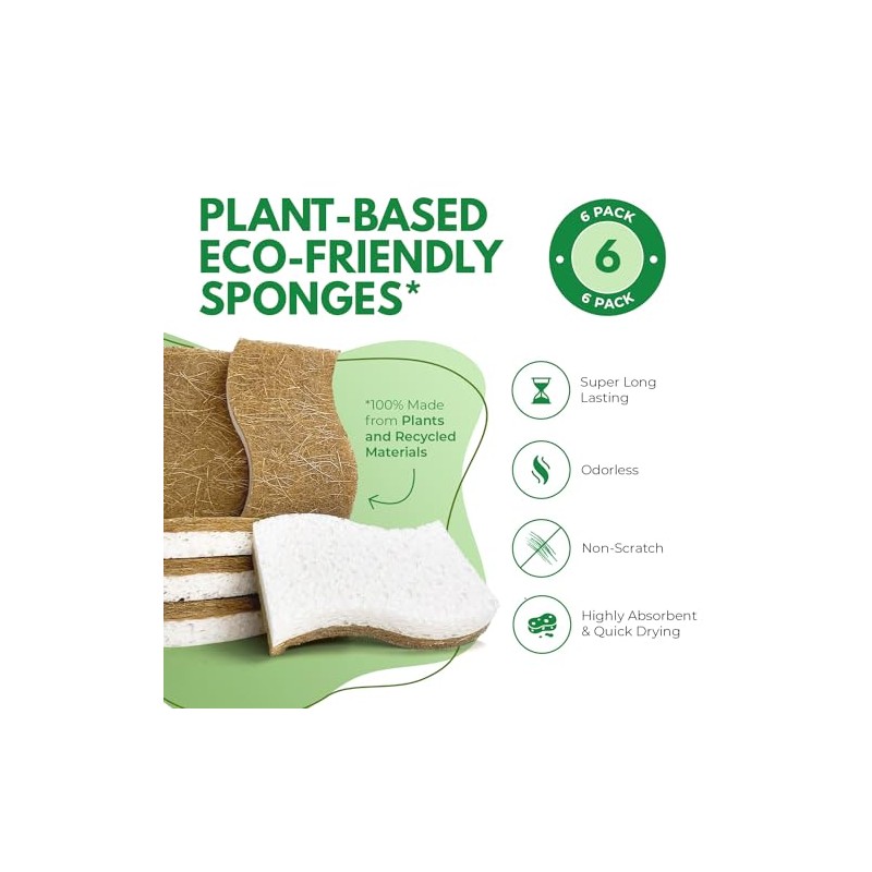 AIRNEX Esponja de Cocina Natural Biodegradable – Esponja de celulosa