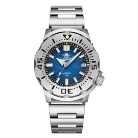 ADDIESDIVE Diver 300 Metres Men's Diver Watch, Luminescent Chromalight Watches, 47.5 mm Large Dial Analogue, 2047steel, Bracelet