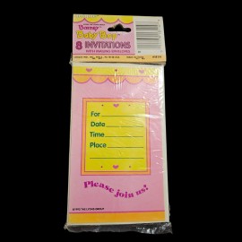 Unique Pack of 8 Unique 1993 Baby Bop Barney & Friends Party Invitations with Envelopes