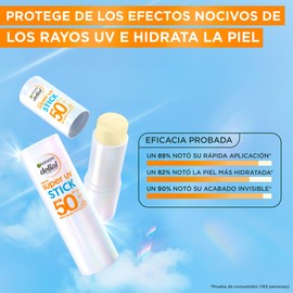 Garnier Delial Solar-Gesichtsmaske, sehr UV-Stick, unsichtbar, mit Sheabutter und Vitamin E, LSF 50+, geeignet für empfindliche Haut, Reiseformat, bequeme Anwendung.