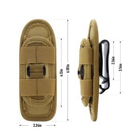 Tactical Flashlight Holster Pouch 360 Degree Rotation Nylon Fits On Tactical Military Police Security Duty Belt(TAN)
