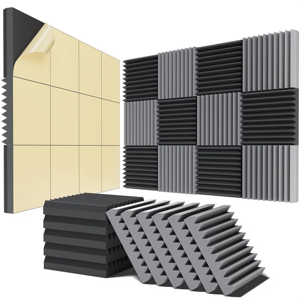 12 pack Acoustic Panels Self-Adhesive, 2" X 12" X 12"