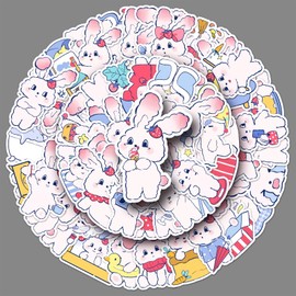 Erdbeer Kaninchen Aufkleber 50 Stück Trendy Funny Cartoon Tier Sticker für Skateboard Laptop Scrapbook Telefon Motorrad Koffer Auto Gepäck,Wasserfeste Niedlich Hase Sticker für Mädchen Jugendliche