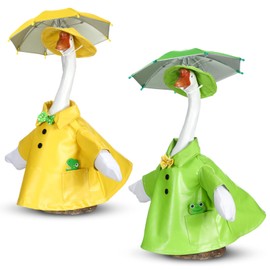 Realspring 2 Set Summer Goose Outfit 23" Porch Cement Goose Clothes for Spring Summer Beach Lawn Garden Yard Decor(Gardening)