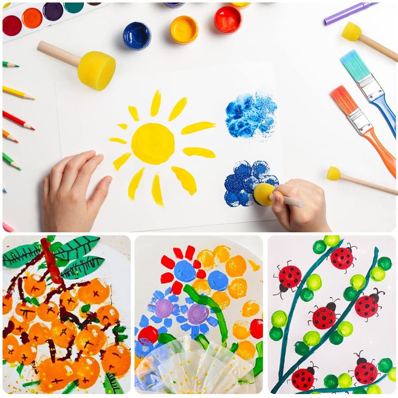 Round Sponges Brush Set, 30 Pcs Round Foam Brush for