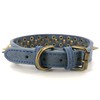 Spiked Studded Dog Collar-Bronze Pointed Stud Anti-Bite Collar (Blue,M)