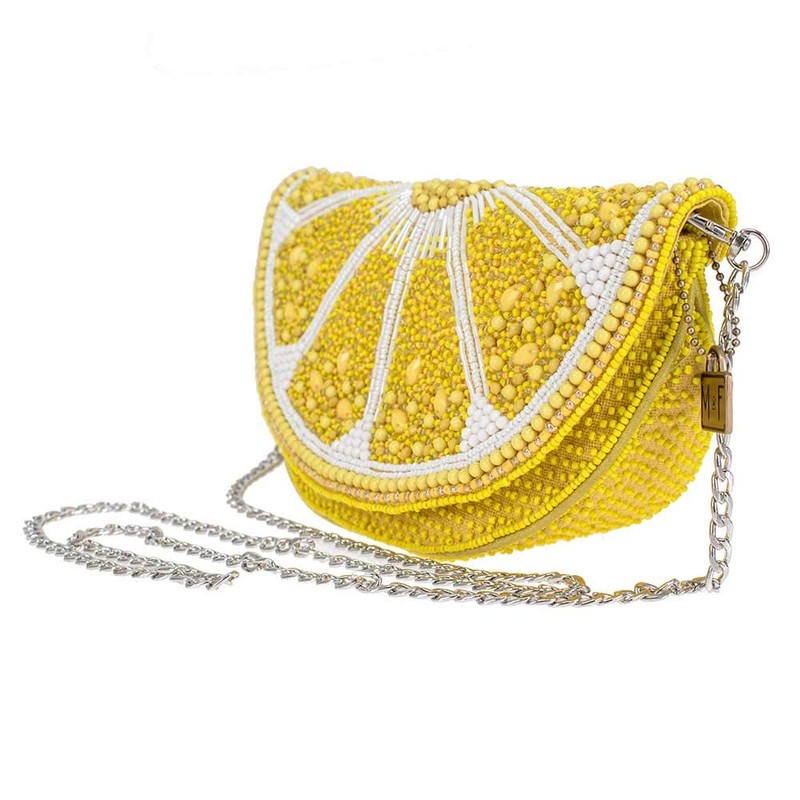 Mary Frances Tart Beaded Handbag Lemon Slice Crossbody Bag, Yellow