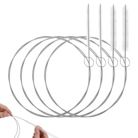 4 Stück Schlauchbürste, 1m Edelstahl Flaschenbürste, Reinigungsbürste, Rohrbürste, Extra Lange Flexible Rohrreiniger für Strohhalme, Kühlschrankablauf, Flaschen (0,5 cm & 1,3 cm Durchmesser)