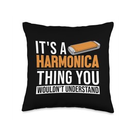 Chromatic Harmonica Accessories Set Beginner Gifts Thing Mouth Harp Harmonist Harmonica Throw Pillow, 16x16, Multicolor