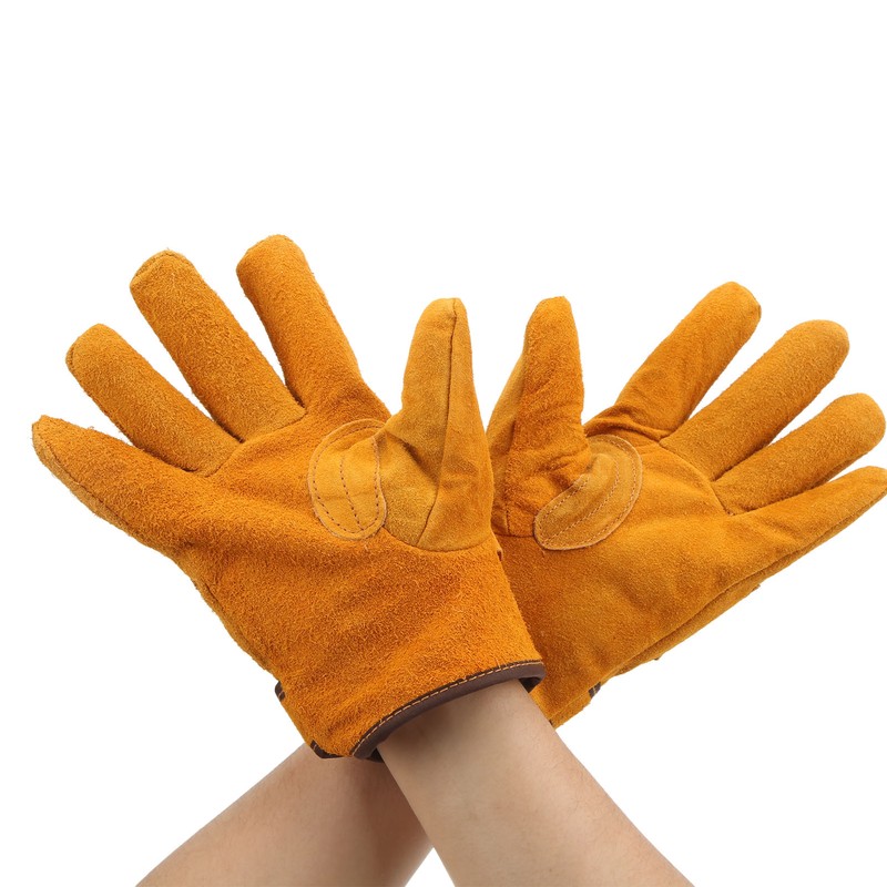 Heat Resistant Gloves Calf Leather Polyester Hand Protection BBQ Grill