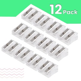 Aurbuex Manual Plastic Pencil Sharpeners, Dual-Hole 12-Pack,Handheld Sharpeners for Colored and Graphite Pencils, Fits 8mm & 11mm,Ideal for Classroom and Art Studio